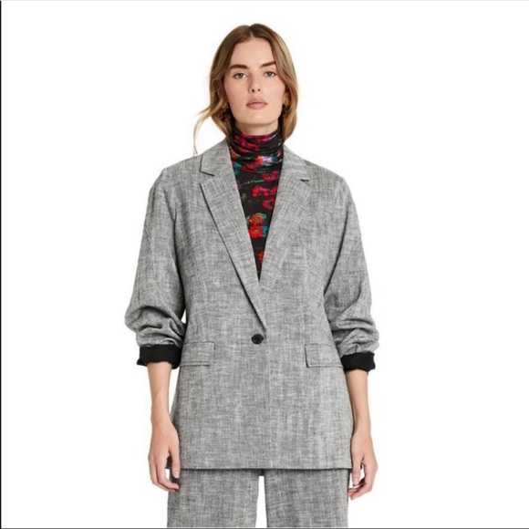 NWT Rachel Comey x Target Gray Chevron Oversized Tweed Blazer Size Small linen - Picture 2 of 12